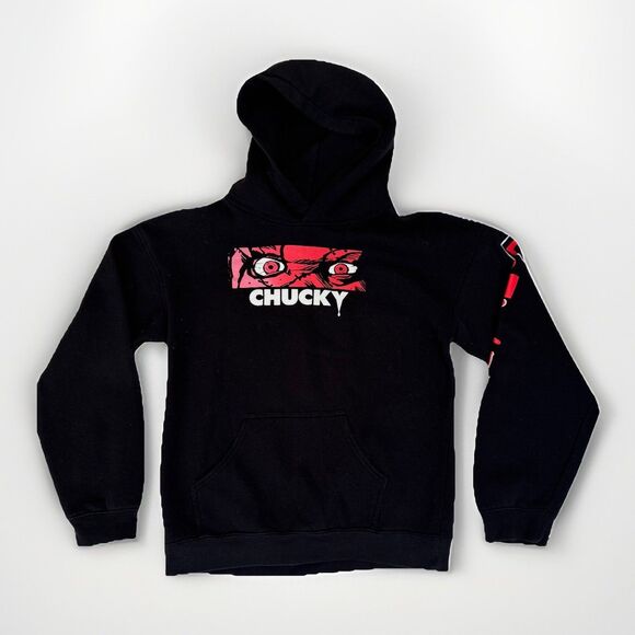 Chucky Hoodie Lets Be Friends Unisex Small Black Halloween Childs Play Cult Goth - Picture 2 of 6